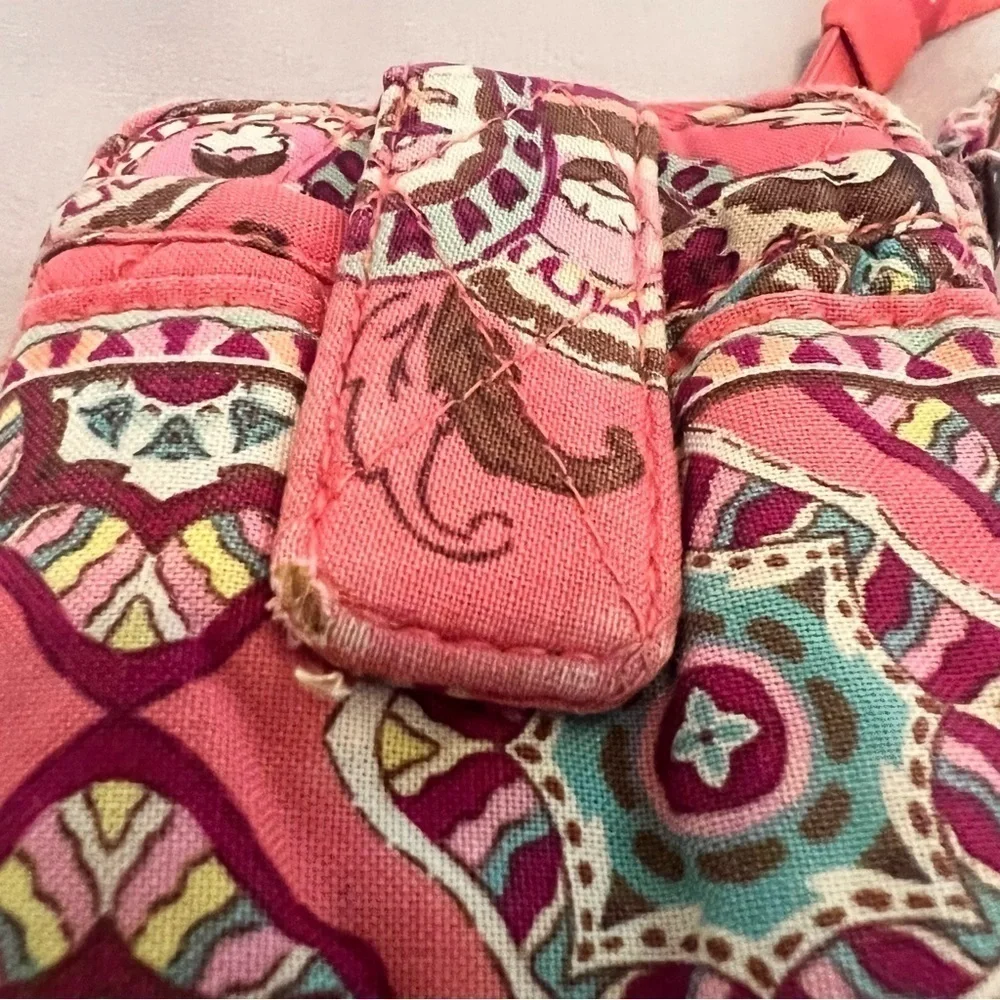 VERA BRADLEY Call Me Coral Carry It All Wristlet Wallet 2 Ways Lippies Case